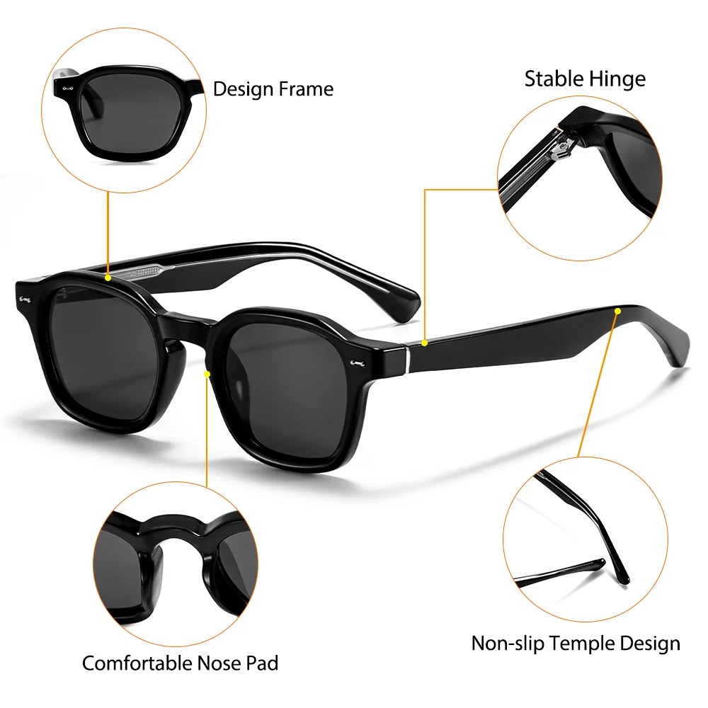 CATERSIDE جديد للجنسين ريترو فاسق نظارات الموضة إطار مربع حمض البروبيونيك دبوس الساق في الهواء الطلق الأساسية واقية من الشمس نظارات UV400