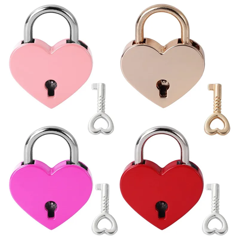Cute Heart-Shaped Small Padlock for Diary, Jewelry Box, Zipper Wallet, Anti-Theft Mini Padlock, Heart-Shaped Lock