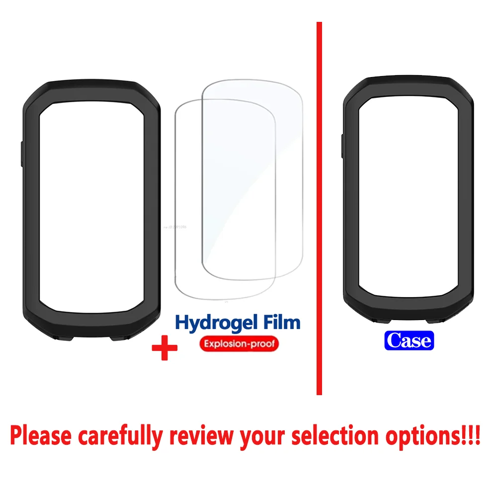 Silicone Case & Hydrogel Film for Garmin Edge 1050 GPS Stopwatch Bumper Screen Protector Cover for Garmin Edge 1050 Accessories