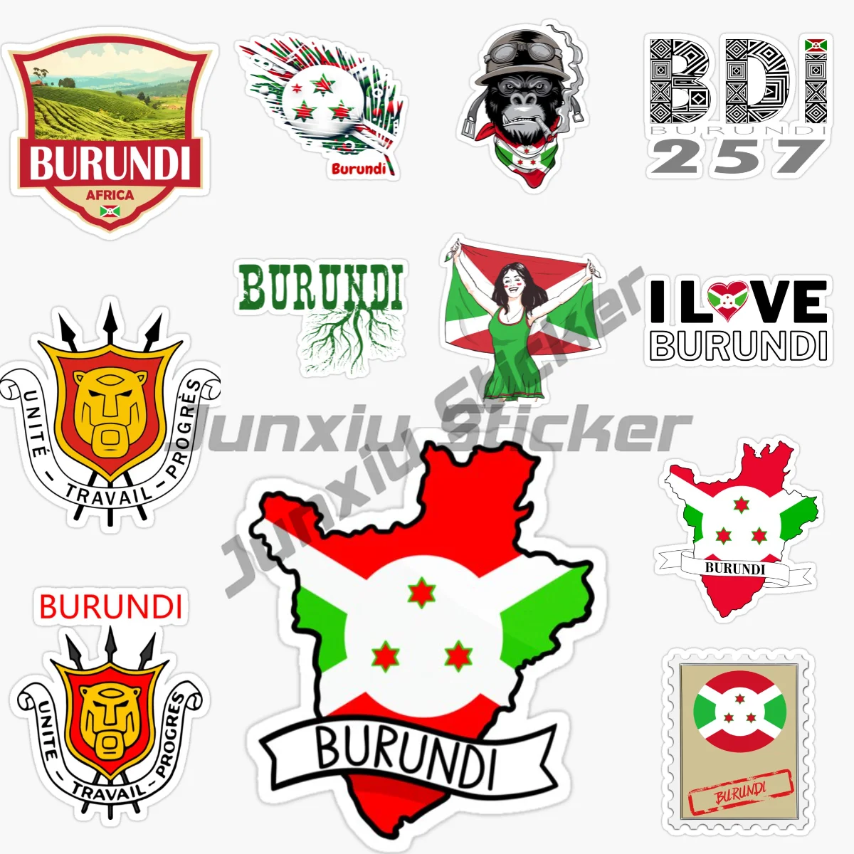 

BURUNDI National Flag and Emblem Surfing Snowboarding Laptop Car Sticker Surf Decor Vinyl Self-adhesive Decal Customizable