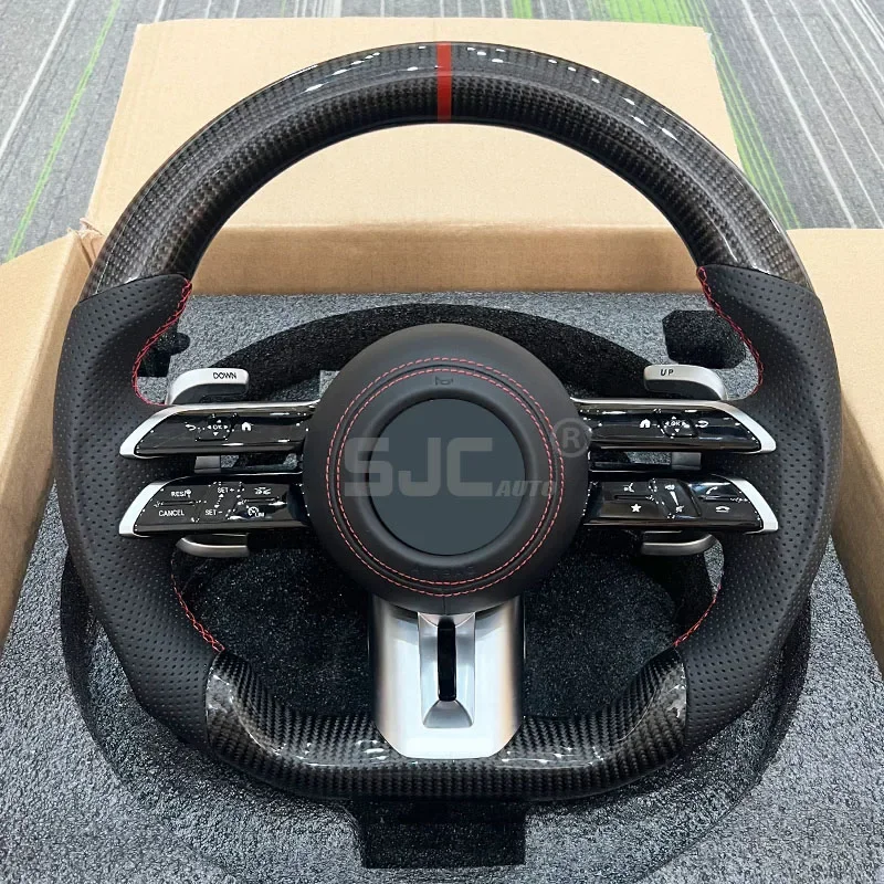 SJC Auto Customized Steering Wheel Fit For Mercedes Benz C Class W204 W205 AMG W212 W213 W447 W463 GLC GLA Carbon Fiber Steering