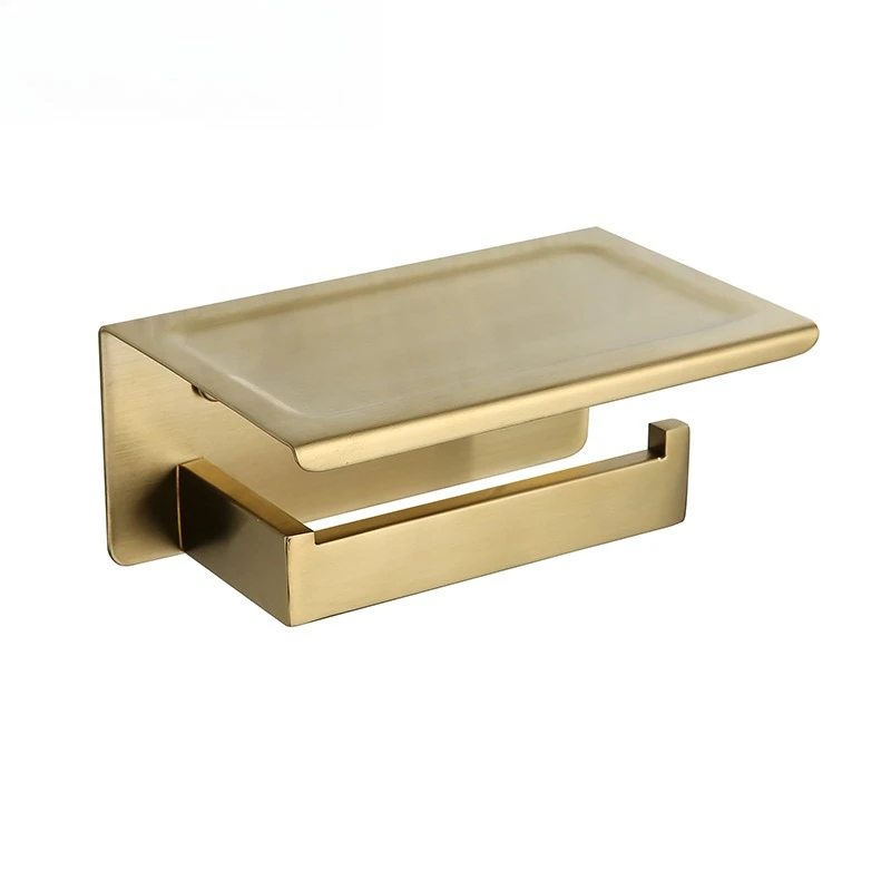 

Brushed gold bathroom toilet paper holder, commercial toilet paper dispenser with shelf