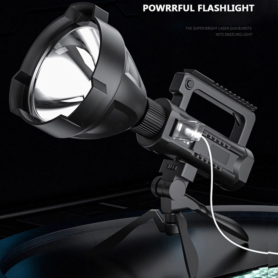 Imagem -06 - Melhor Lanterna Led Brilhante Cabeça Recarregável Searchlight Handheld Tocha Luz de Trabalho Spotlight Floodling Lanterna Xhp70.2 o