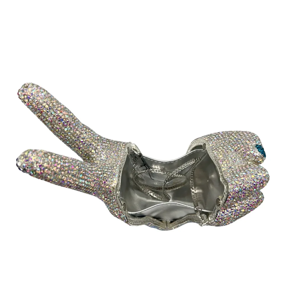 Victory Hand Crystal Diamond Dinner Bag Victory Hand Rhinestone Banquet Hand Women's Bag Handbags For Woman Luxury Designer Bags