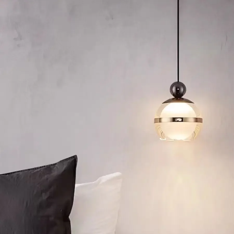 Modern Glass Pendant Light Transparent Ball Long Line Hanging Lamp Home Decor Bedroom Bedside Dining Table Ceiling Chandelier