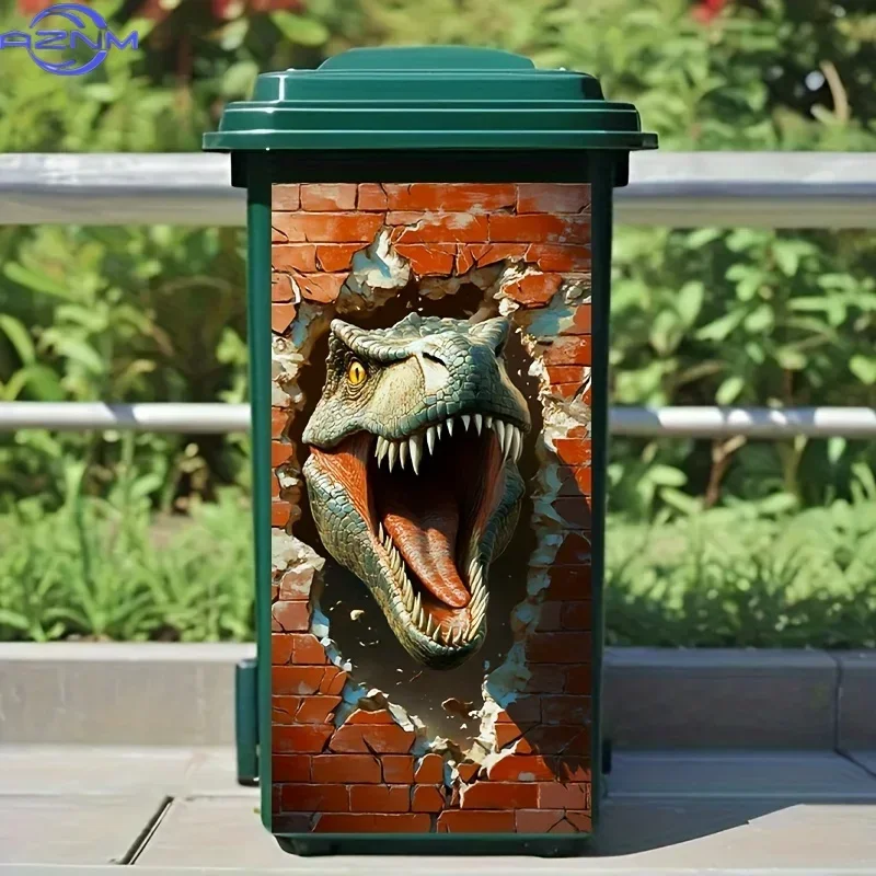 2D 1PCDinosaur Wall Hole Trash Can Sticker - Waterproof PVC Decal with Realistic Dinosaur Design,  x  Inches, Shattered Wa