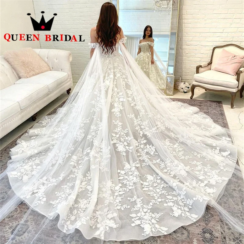 Luxury Appliques Sweetheart Wedding Dresses Off The Shoulder Lace 3D Flowers Sleeveless Bridal Gowns Robe De Mariée Custom S22Y