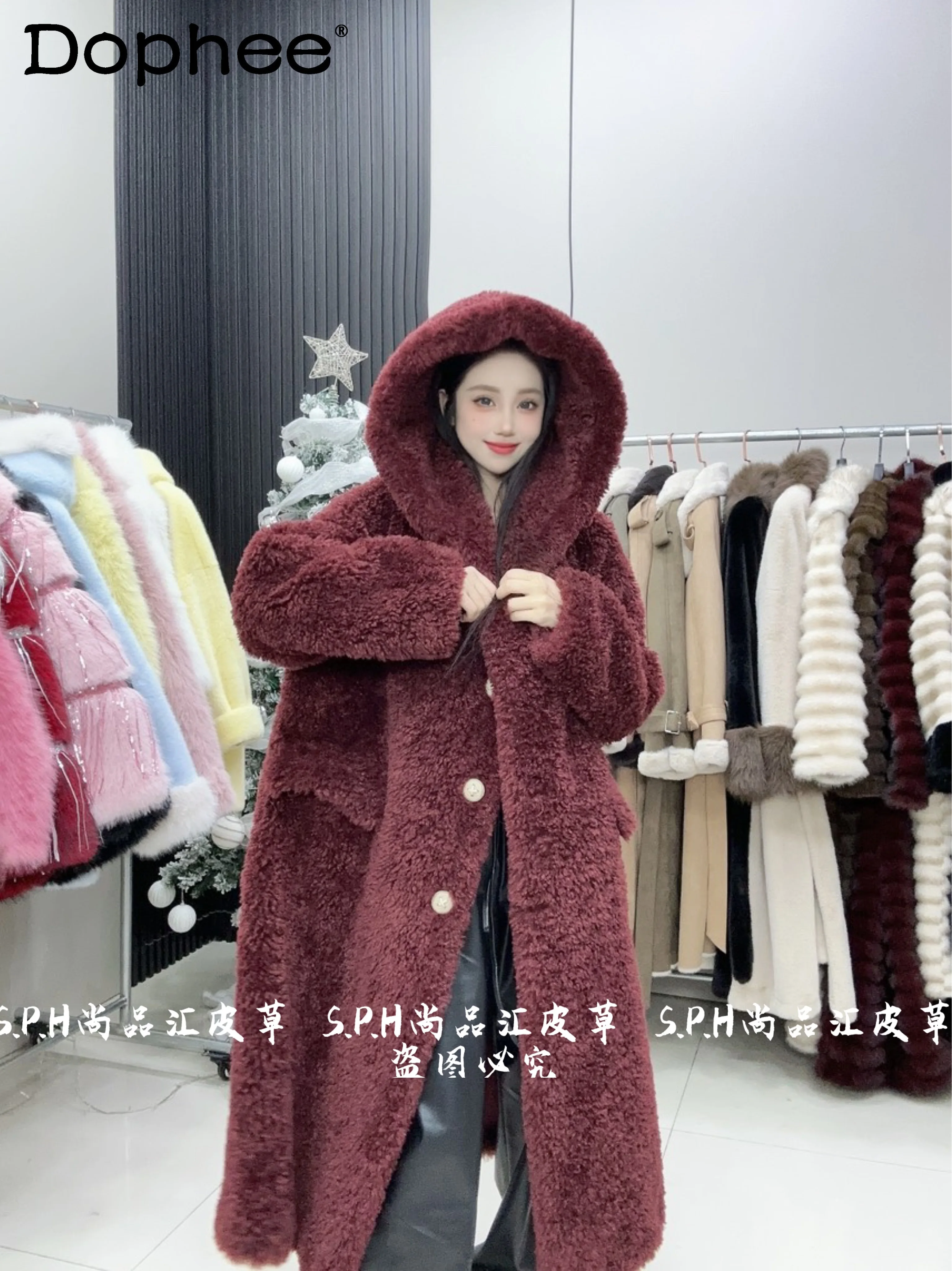 

Curly Fur Warm Premium Jacket Women 2025 New Winter Coat Faux Fur Coats Long Single Breasted Hooded Jackets Fluffy Jackets