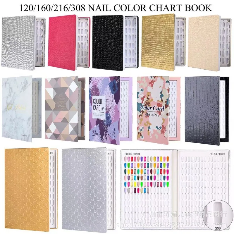 120/160/240/308 Nail Display Book Tips for Color Polish Chart Card Board Salon Showing Shelf Gel Swatch