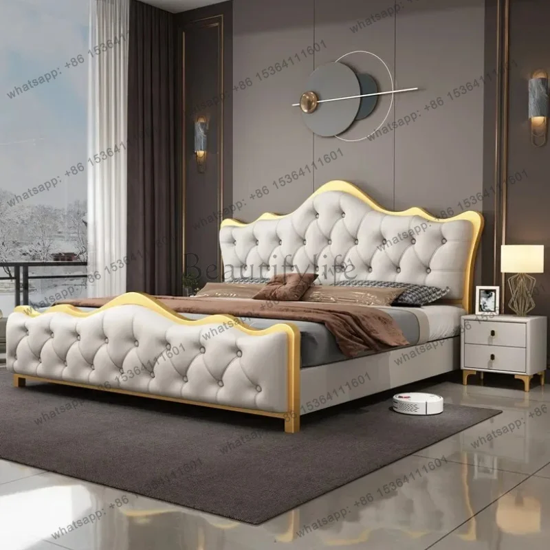 King Luxury Queen Double Bed Frame Modern White Headboard Twin Bed Frame Girl Sleeping Cama Matrimonio