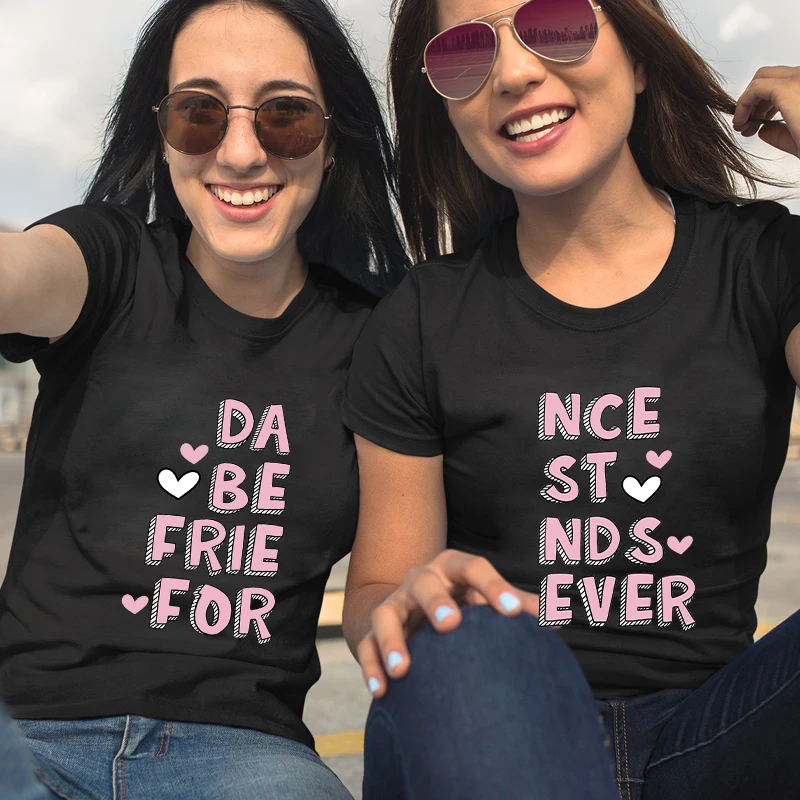 

Женские повседневные футболки с надписью «Best Friends Forever»