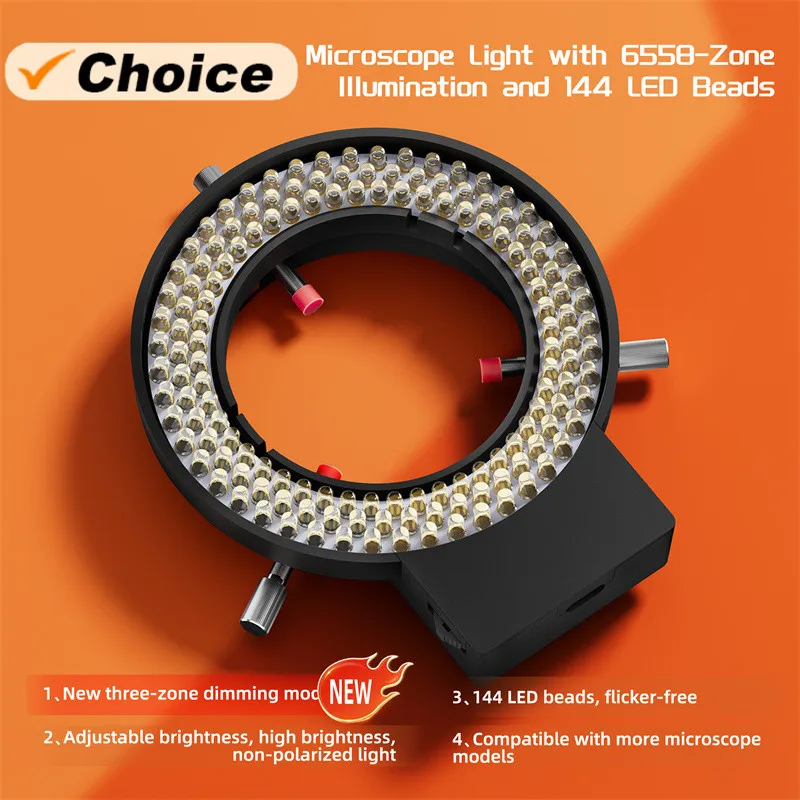 

YCS Microscope Lamp 144 LED Controllable Dimming Lamp with Anti-scratch Rubber Fill Light for Microscope Soldering Repair Tool