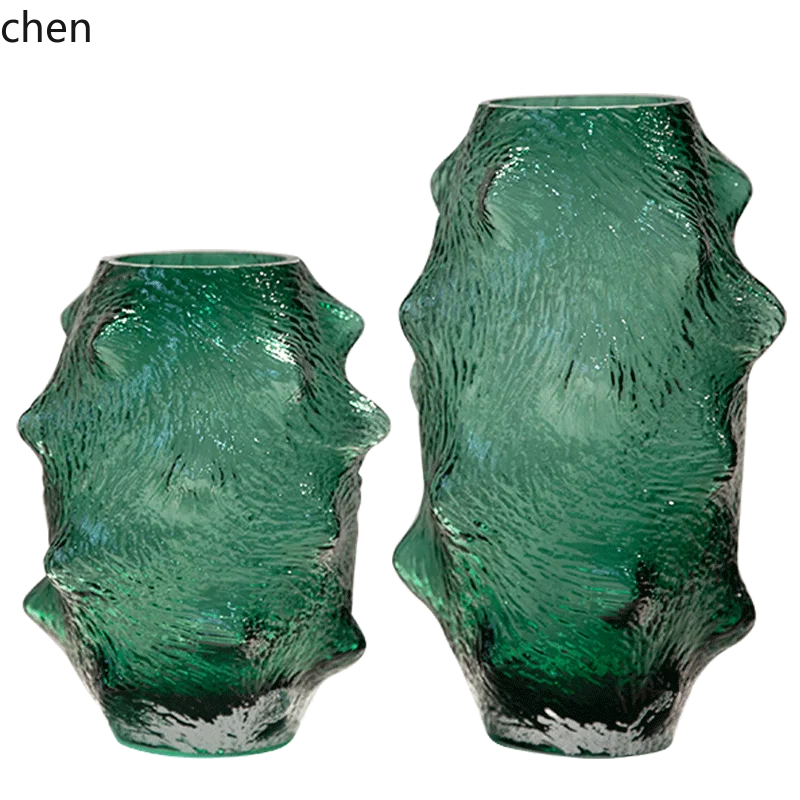HTTSea Cucumber Glass Vase Irregular Shape Wrinkle Creative Decorative Ornament Living Room Dining Table Flower Arrangement Vase