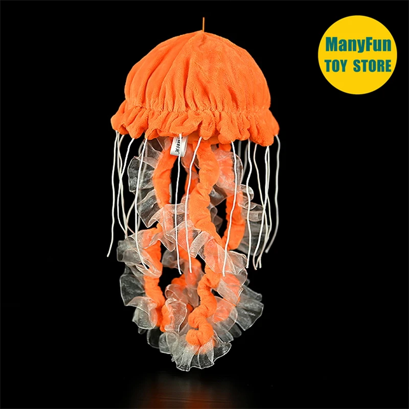 Realistic Sea Nettle High Fidelity Jellyfish Plushie Golden Jellyfish Plush Toys Lifelike Animals Simulation Stuffed Doll Toy