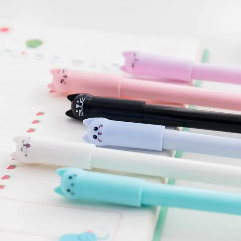 Korean Cute Cartoon Cat Expression Gel Pen 0.5mm Black Ink Quick Dry Student Homework Test Neutral Pen Kawaii Stationery