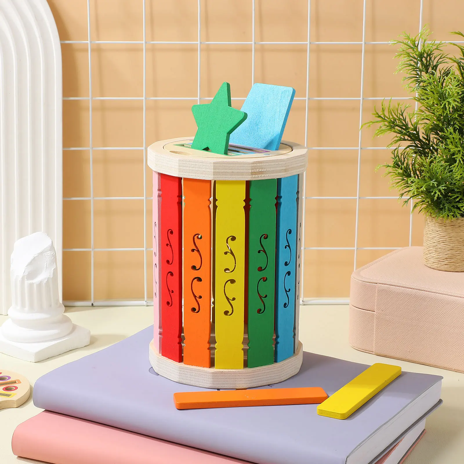 مجموعة واحدة من كوب الأطفال، فرز الألوان، أساسيات غرفة اللعب الحسية للأطفال الصغار، تعليمية خشبية، مهارات حركية دقيقة، تنموية