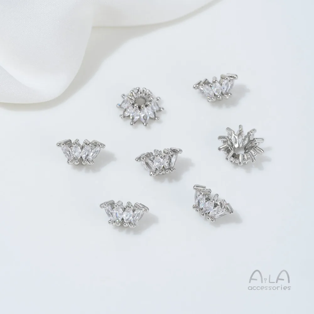 النحاس حبة 14K الذهب اللون الزركون لوتس صينية زهرة قبعة حبة فاصل كريستال DIY بها بنفسك اليدوية مطرز قلادة مجوهرات اكسسوارات #5