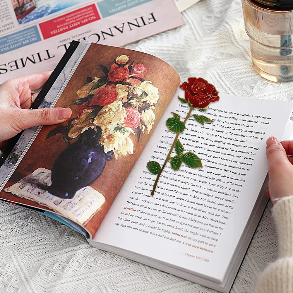 Metal Bookmark For Reading Lovers Birthday Red Rose Valentines Day Multi Purpose
