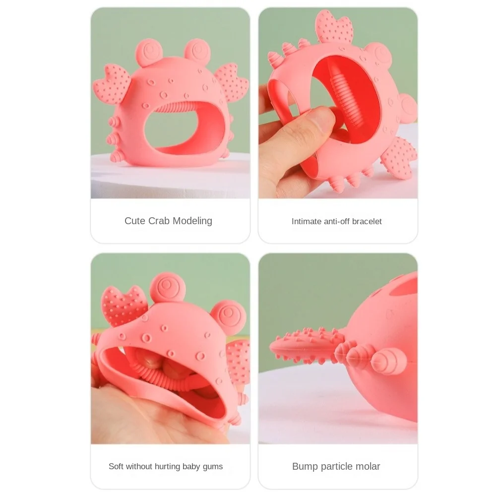Cartoon Crab Baby Teether Toy Silicone Pink Blue Baby Soothing Gum Protects Teeth without BPA Infant Grinding Gum