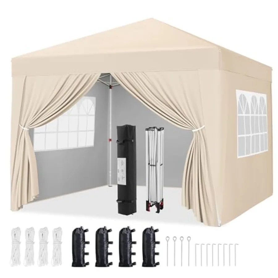 10x10 Pop Up Canopy Tent with 4 Removable Sidewalls