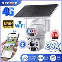 SECTEC  IP67 20X  Zoom Dual View Solar Battery PTZ Camera 4G security camera outdoor wifi solar camera WIFI