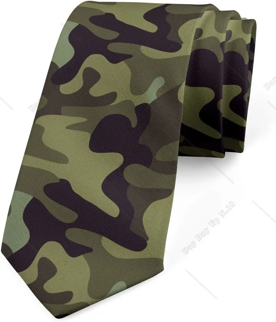 Green Camouflage Multicolor Modern Men's Tie Sports Casual Fashion Ties Print One Size Men Accessories