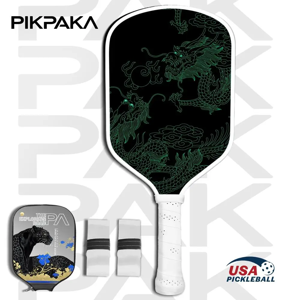 

Набор весла Pickleball, одобренный USAPA T700, цельный корпус из углеродного волокна, термоформованный с сотовым сердечником мощностью 16 мм, китайский дракон