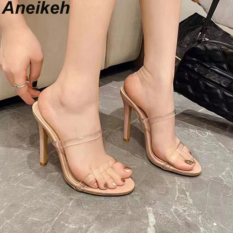 Aneikeh pantofole da gladiatore di alta qualità da donna sandali con tacco sottile Open Toe sandali con tacco sottile Sexy alla moda sandali alti