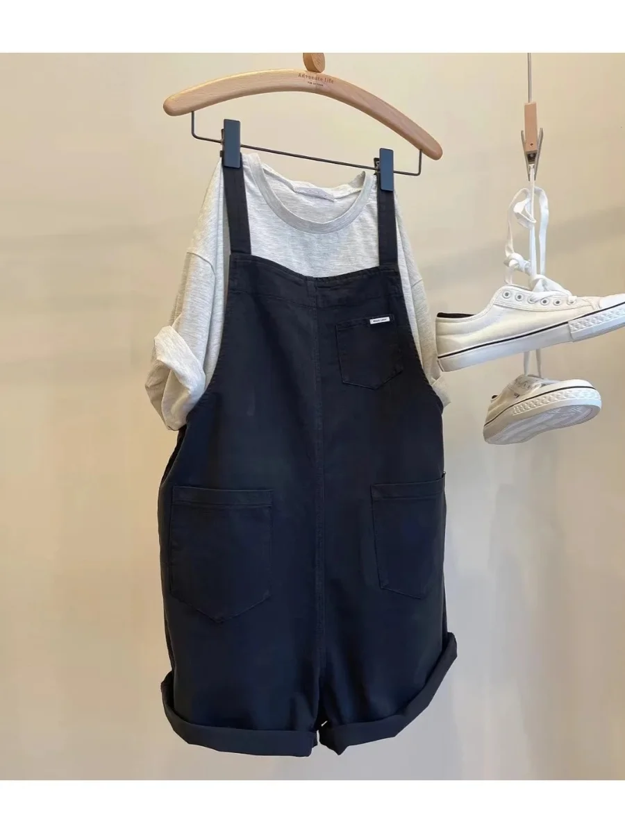 플러스 사이즈 데님 오버롤 여성 여름 얇은 캐주얼 와이드 레그 배 커버 슬리밍 점프수트 하이 웨이스트 멀티 포켓