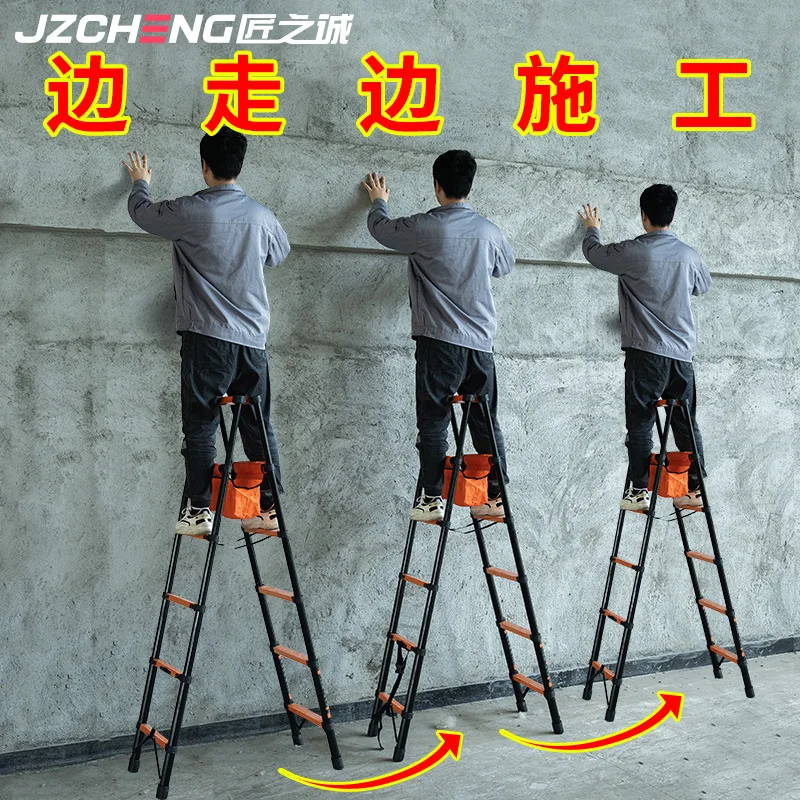 

Jiangzhicheng Telescopic Ladder Herringbone Ladder Thickened Carbon Steel Elevator Folding Ladder Household Multi-functional Eng