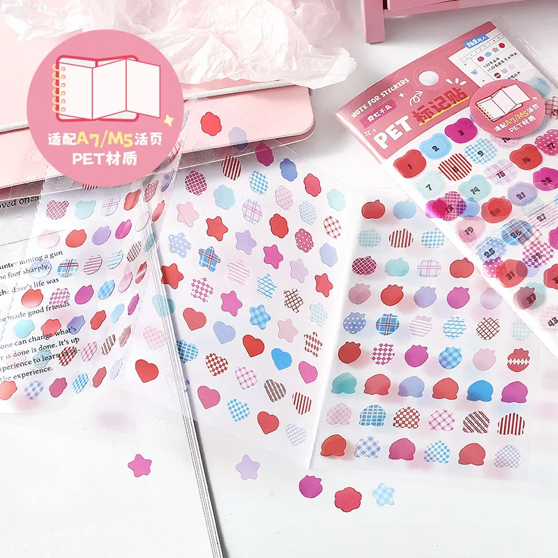 4 styles Colorful Label Series PET Triple Fold Decorative Stickers Fresh keynote Label Stickers Kids Gifts Student Stationery