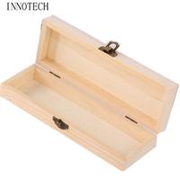 Rectangle Wooden Pencil Box Makeup Organizer Pen Container Stationery Box Desktop Plain Wooden Storage Box Student Gift