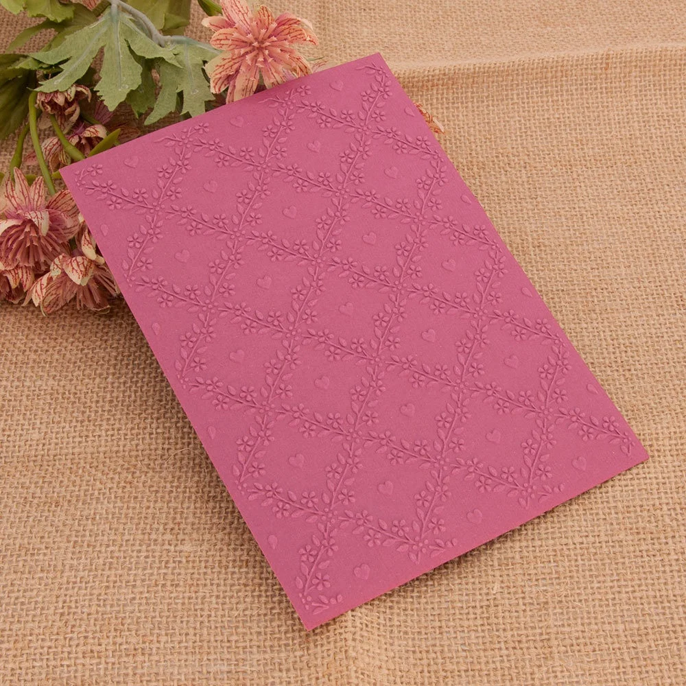 Heart Branch Background Embossing Folder for Card Making Floral DIY Plastic Scrapbooking Photo Album Decoration Template Mold