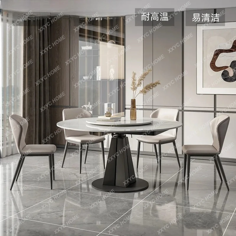 

Обеденный стол L-образной формы, раскладной круглый стол с поворотным механизмом, простой современный комбинированный стол для дома, легкий роскошный стол с функцией вращения.