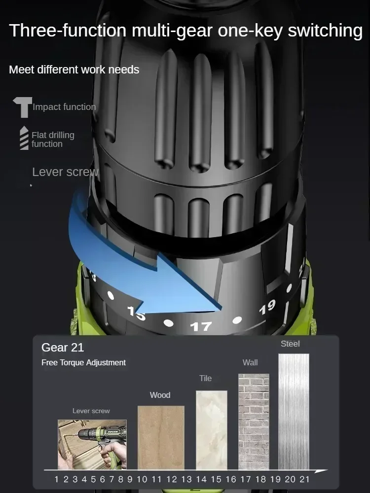 Cordless Power Drill Set, Lithium-Ion Battery, Handgun Design, with Screwdriver Bit & Charger