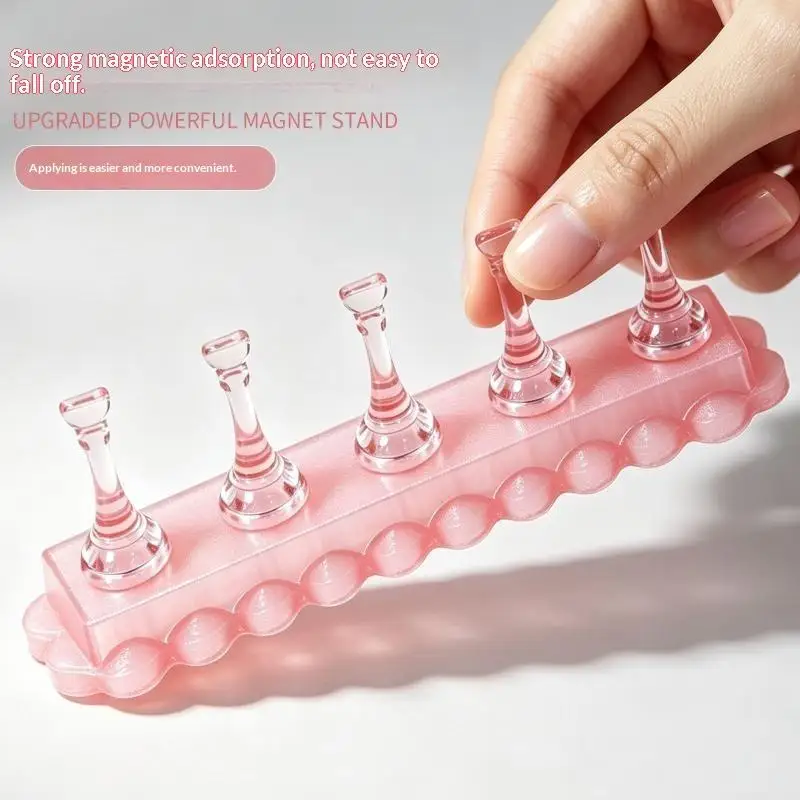 6Pcs/set Nail Holder Aurora Nail Stand For Painting Magnetic Press On Nail Tech Must Haves Practice Acrylic Nail Art Display