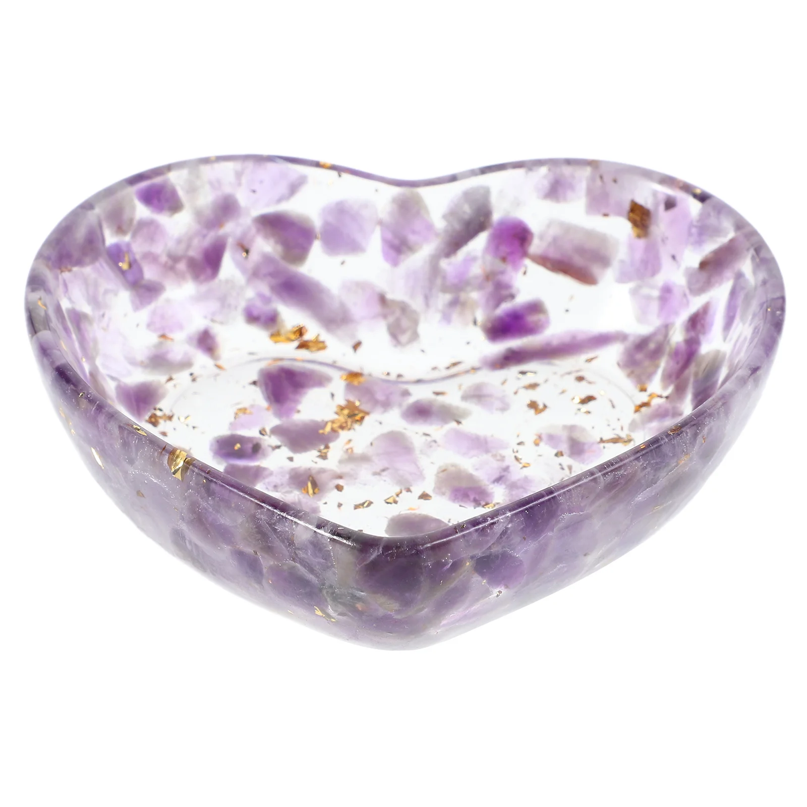 

Heart Shaped Holder Resin Craft Unique Texture Decorative Bowl For Living Room Bedroom Office Natural Crystal