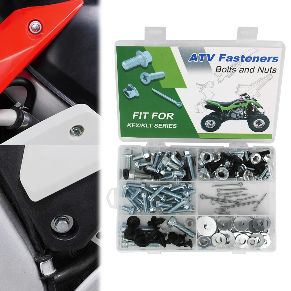 

160PCS Motorcycle ATV Bodywork Engine Frame Exhaust Bolts Kit For Kawasaki KFX 250 400 450 50 700 80 90 KXF250 Tecate KLT110 160