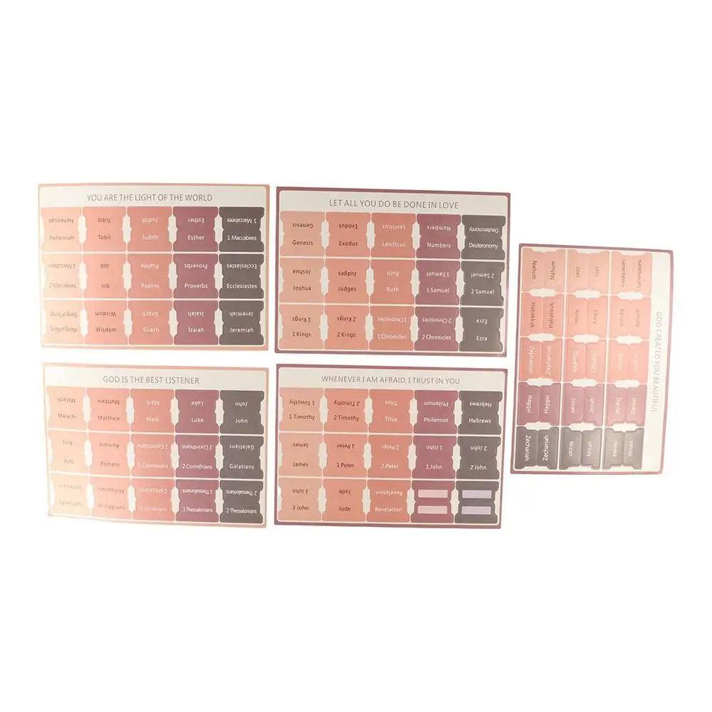 Personalized 5 Sheet Bible Index Writable Self-adhesive Bible Sticker Paper Tabs Removable Bible Label Bookmark