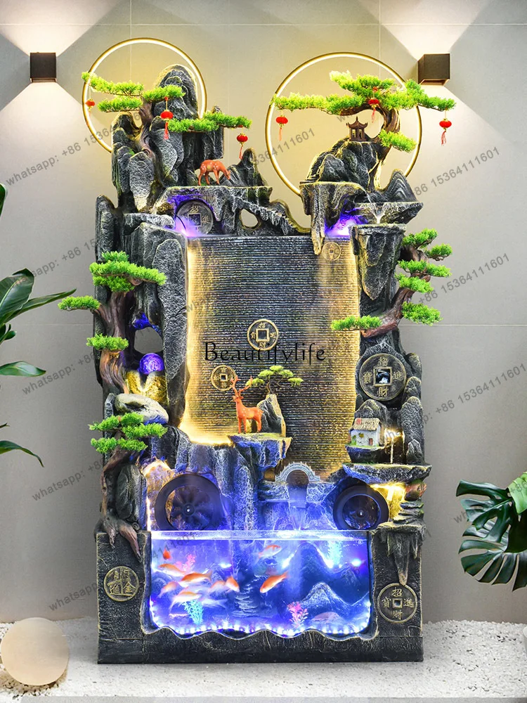 X4  Large Floor Rockery Fish Tank Water Fountain Decoration Circulating Waterscape Humidifier