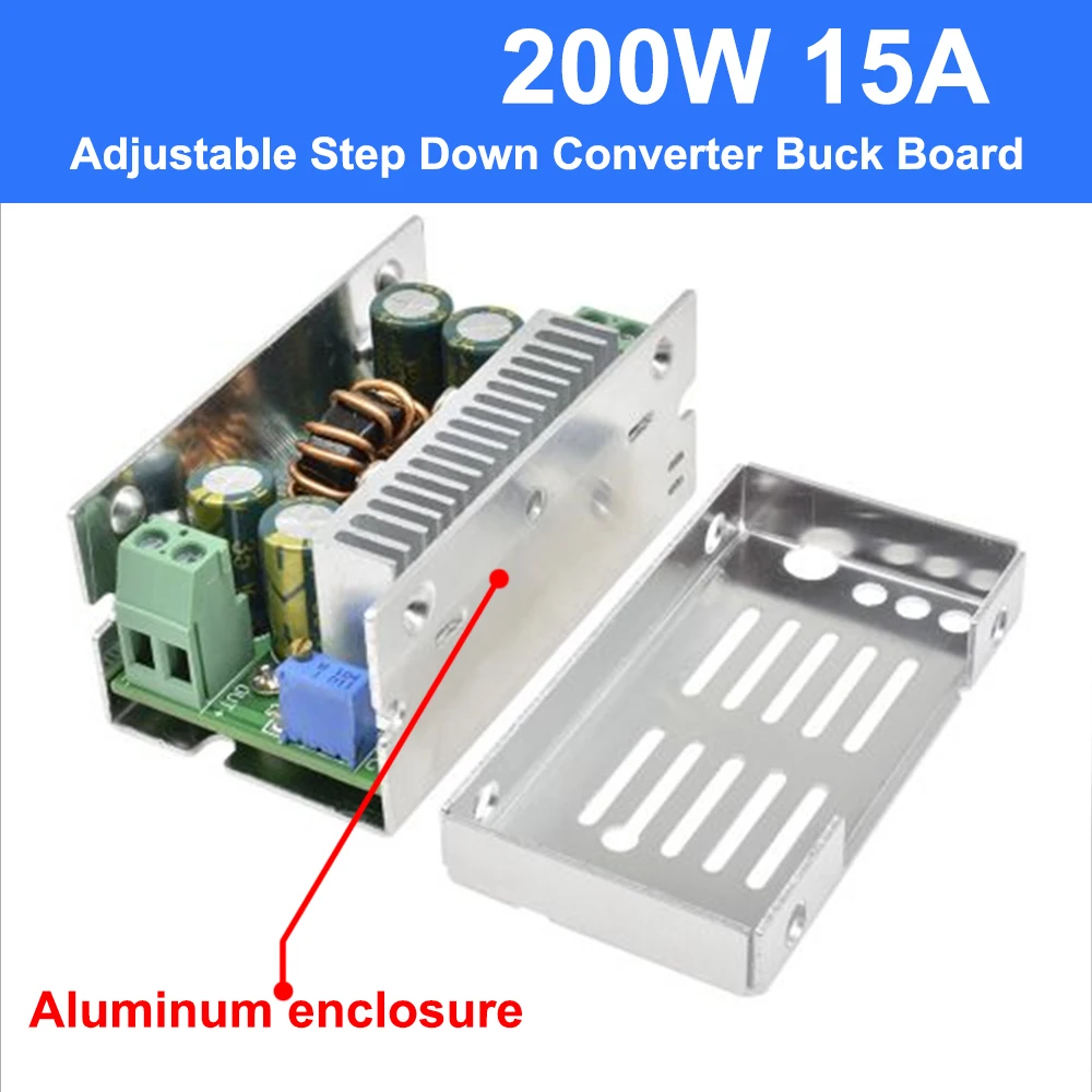 DC DC 15A 200W 60V Adjustable Step Down Converter Buck Board Adjustable Voltage Module Stabilized Synchronous Rectification