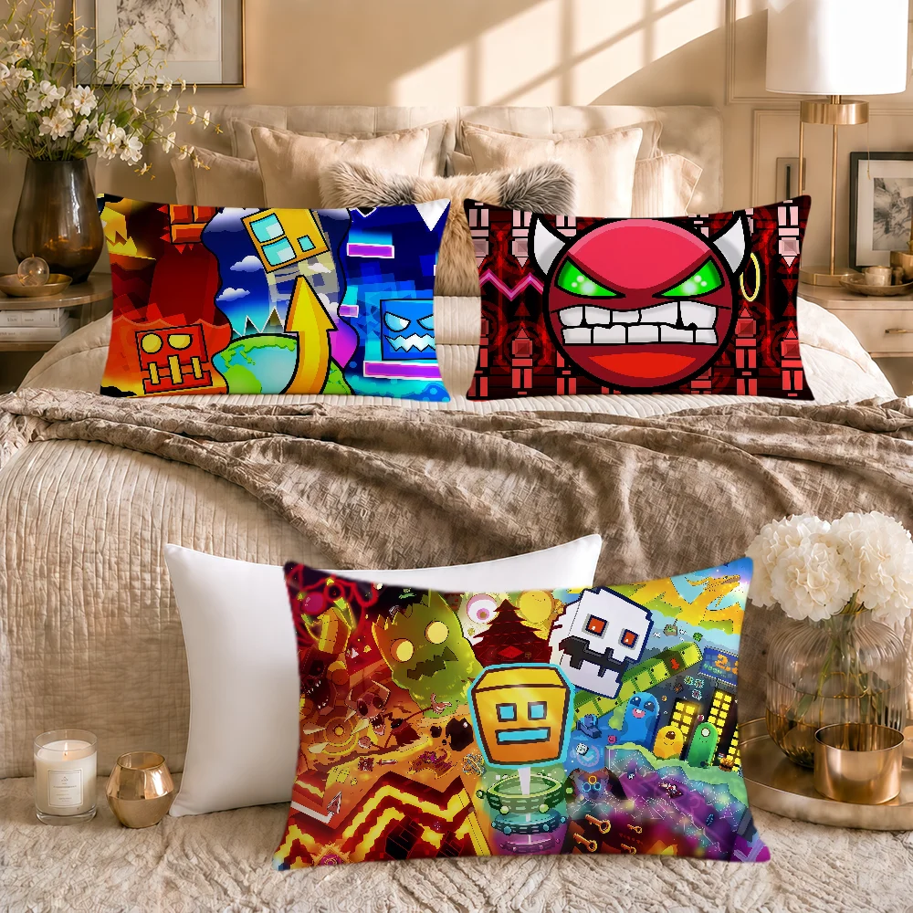 Fotografia 3: Capa de Almofada Fun Game Geometry D-Dash Lite, Capa de Almofada Retangular Macia para Decoração de Sofá, Sala de Estar, Dormitório, Presente