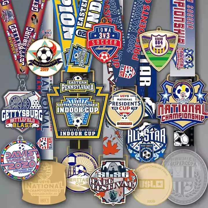 Free Art Zinc Alloy 3D Metal Award Gold Silver Soccer Football Volleyball Medals And Trophies Race Custom Medal