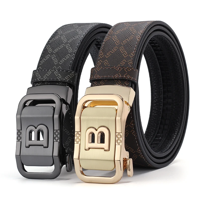 

Men's Leather Belt with Golden/Black Buckle, Elegant & Luxurious Choice,Ideal for Formal Wear