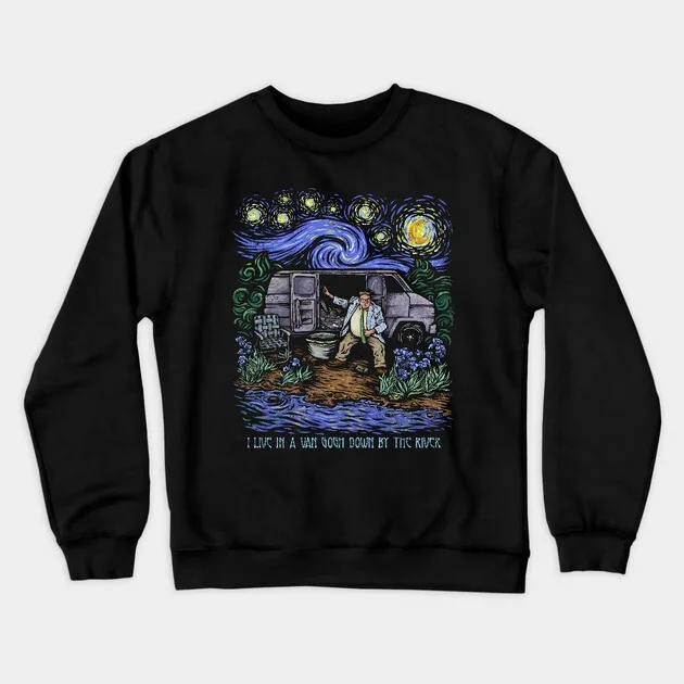 

Толстовка в осенне-зимнем стиле в стиле Ван Гога с рисунком «Van By The River Starry Night» для модного образа