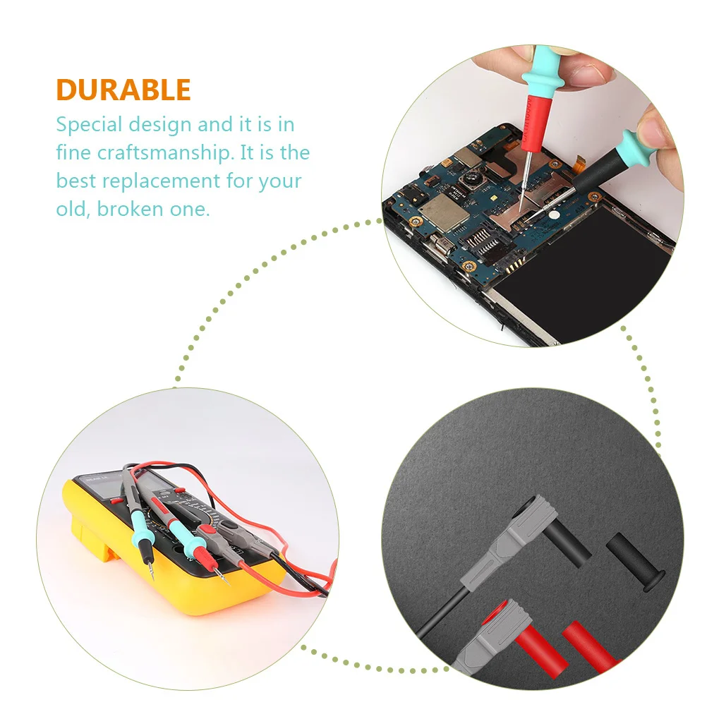 

1 Pair Multimeter Test Leads Silicone Insulated High Durability Multimeter Probe Replacement Fine Needle Tip for Accurate