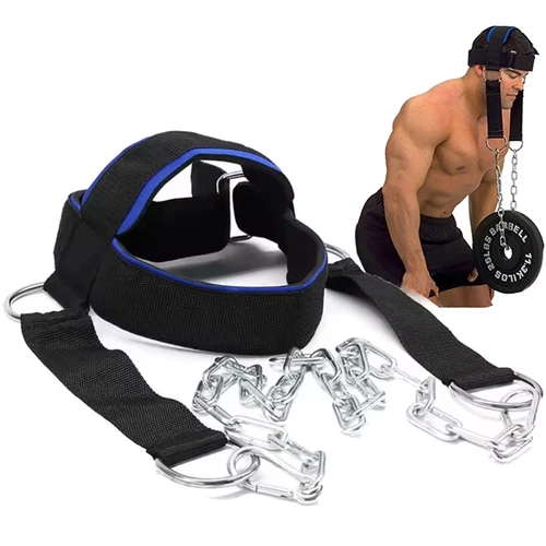 Imagen 2 del producto Arnés de cabeza para entrenamiento de cuello, correa de ejercicio para fortaleza corporal, entrenamiento de potencia ajustable para el cuello, gimnasio, Fitness, gorra con soporte de peso