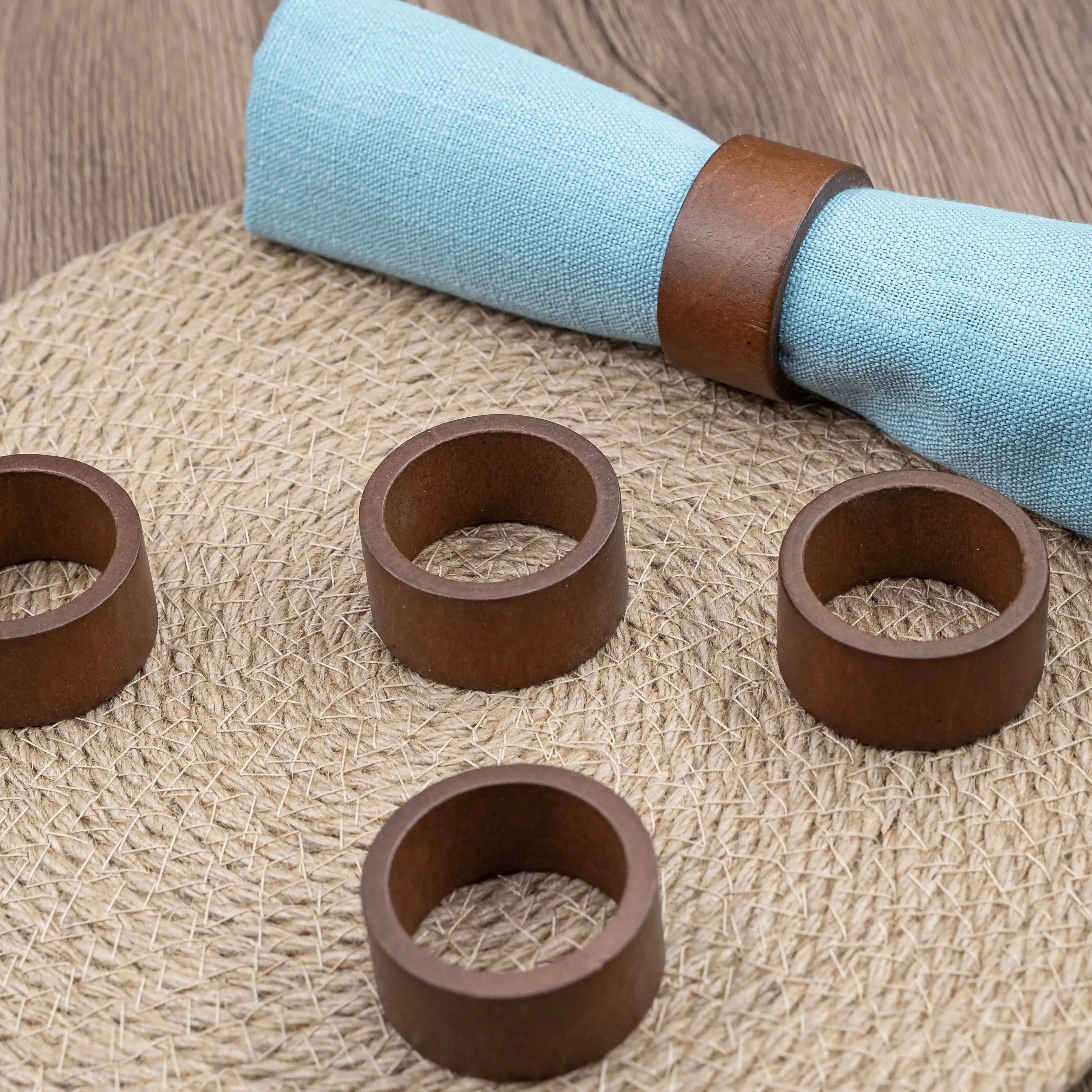 Serviettenringe, 12er-Set, handgefertigter Esstisch aus Akazienholz, Serviettenhalter, klassisch, für jeden Tag, Thanksgiving, Urlaub, Weihnachten, festlich