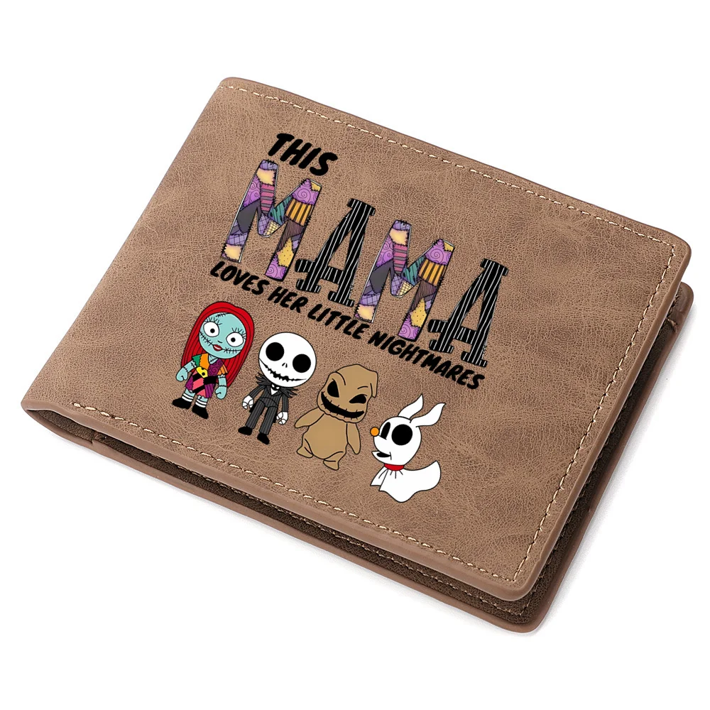 Disney The Nightmare Before Christmas Jack Sally Men\'s Wallet Leather Credit Card ID Coin Purse Business Foldable Zipper Wallet