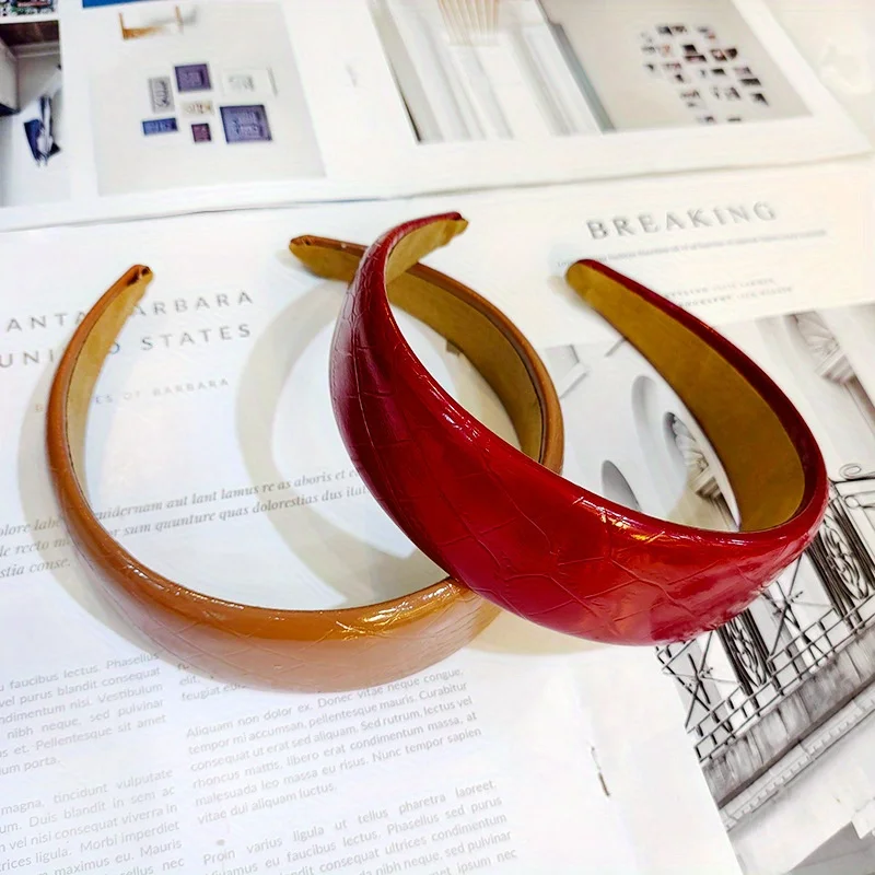 

Non-Slip Wide Matte PU Headband Vintage Elegant Hoop for High Crown Styling Women's Office and Casual Use